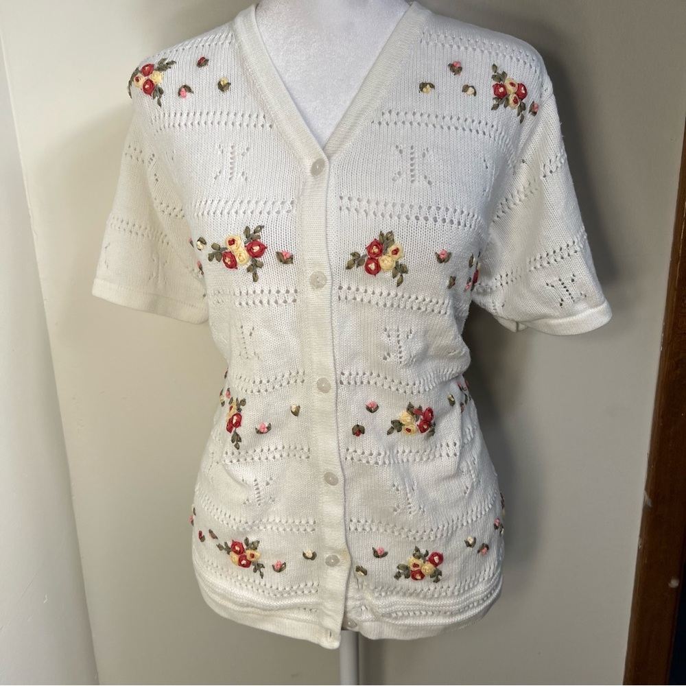Vintage Northern Reflections Floral Embroidered Cardigan Cottagecore‎ Sweater M